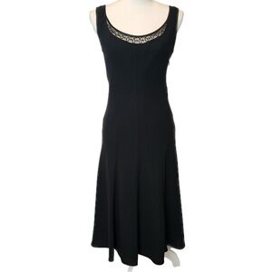 Evan Picone Black Midi Dress with Lace Detail